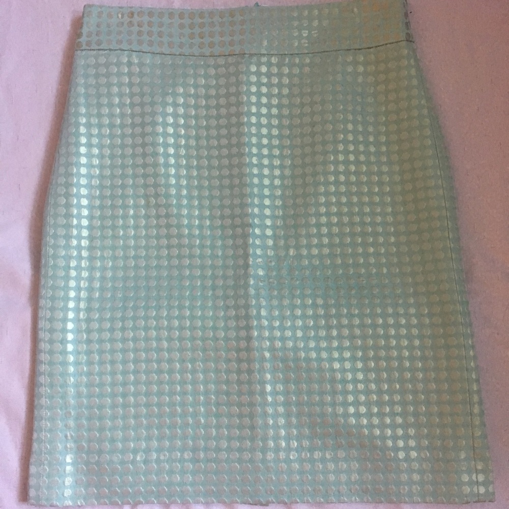 J. Crew pencil skirt sz 2 - mint green metallic
